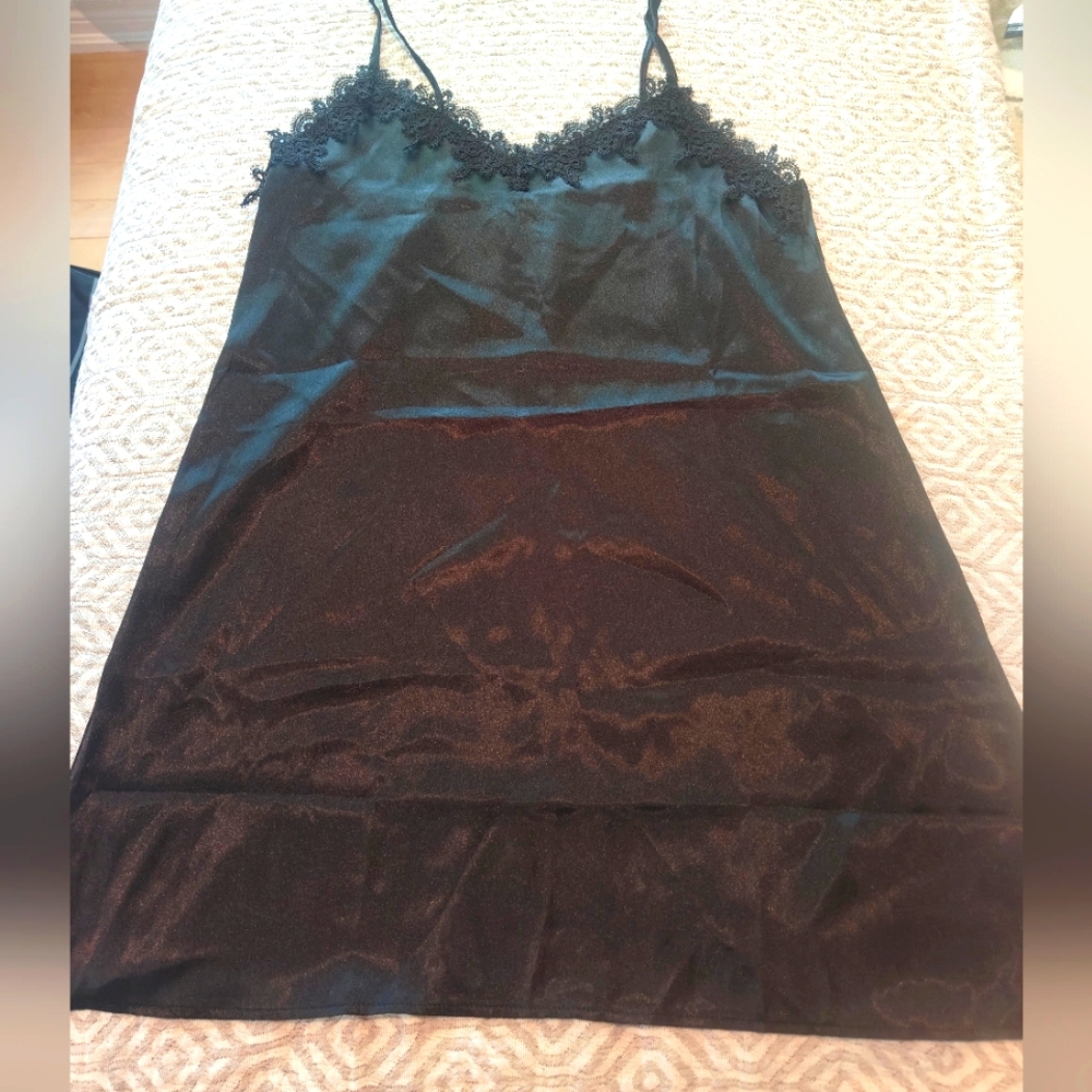 Trendyol Black Lace Satin Chemise / Nightgown Adjustable Straps